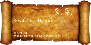 Kovács Hanna névjegykártya